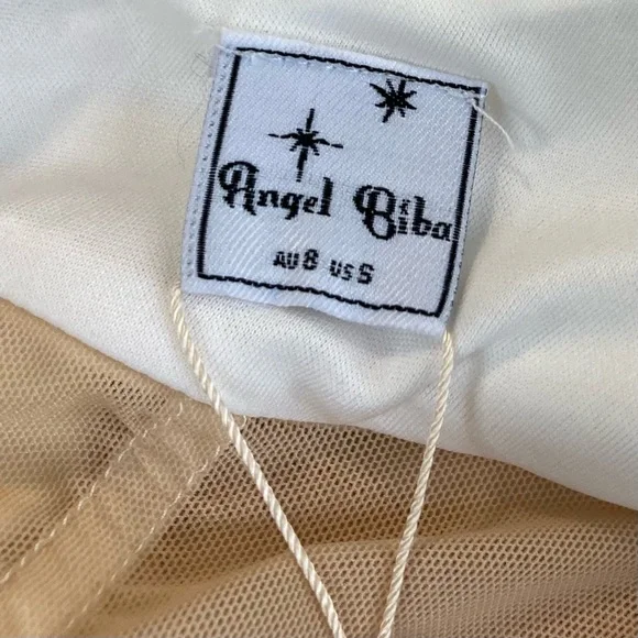 Angel Biba Corseted Mini Dress Blind Date Nude Mesh Bodycon White Sz Small - Picture 12 of 14